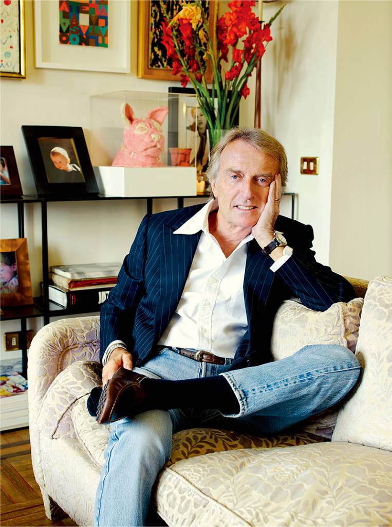 Luca di Montezemolo - Navy Pin Stripe Jacket, White Shirt, Blue Demin 5-pocket pants, Western Belt, Brown Driver Loafer.jpg